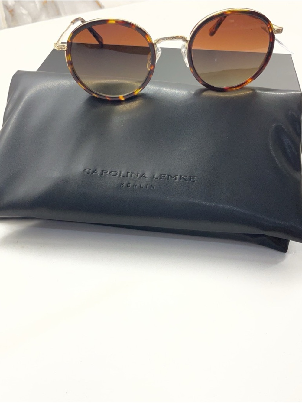 Carolina Lemke Tortoise Round Women’s Sunglasses - Brown Lenses